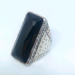 Silpada Black Tie Ring size 6.5 Sterling Silver